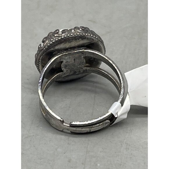 Mariana ring marble black white crystal handmade one size R-7220 circle READ NEW - Picture 4 of 5